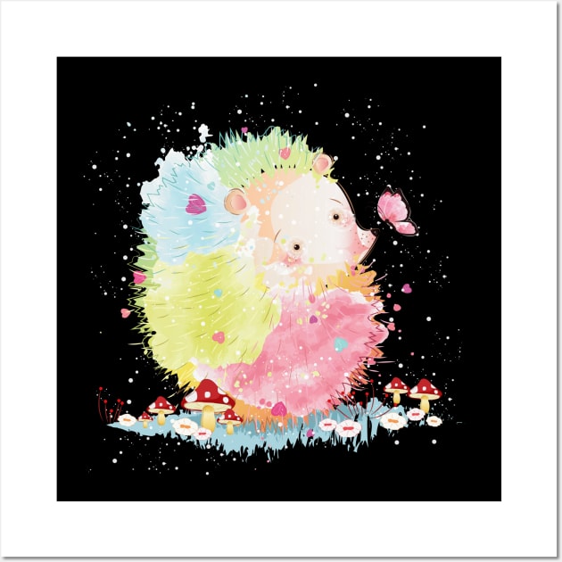 Rainbow hedgehog in watercolor style Wall Art by Choulous79